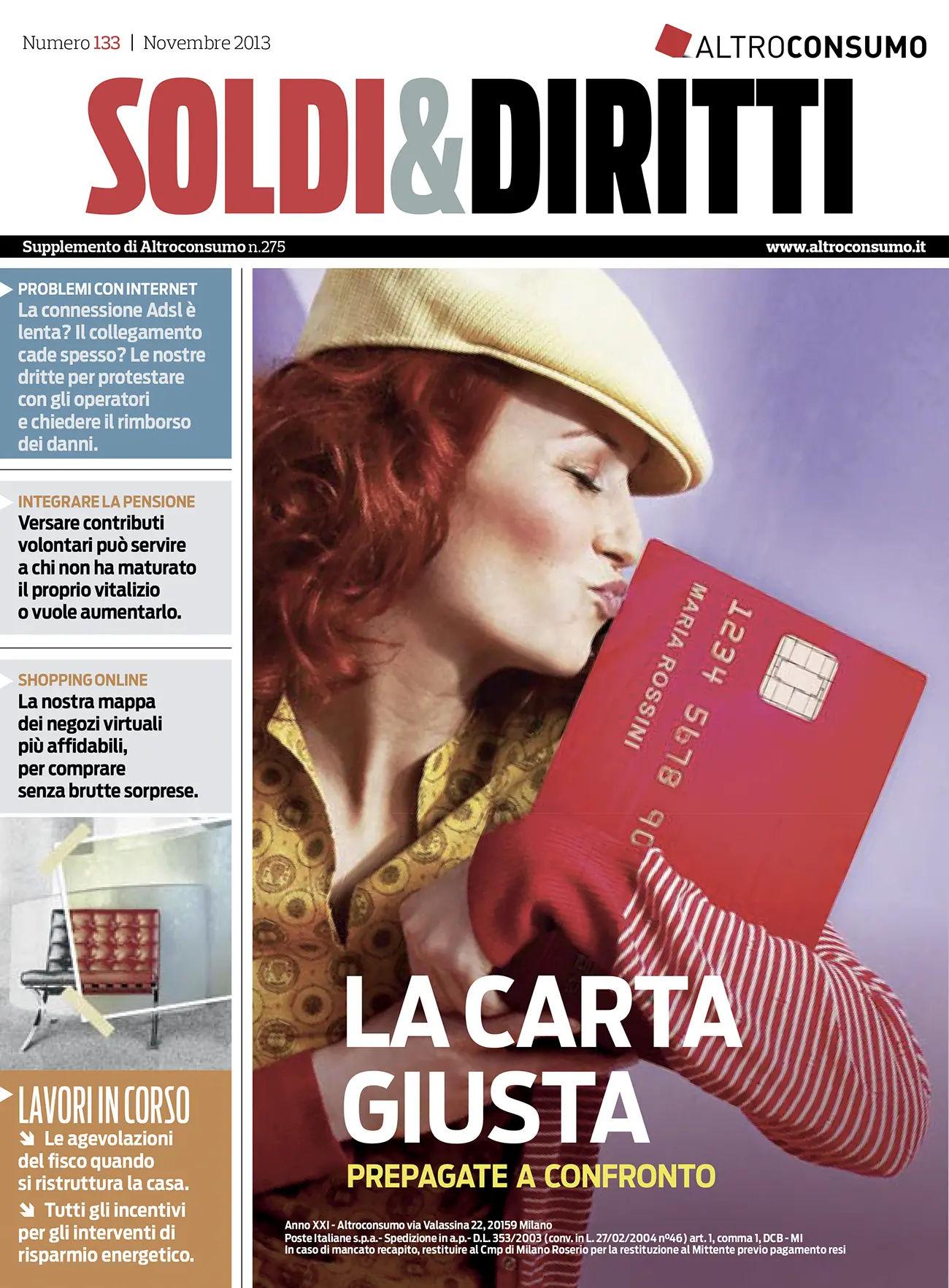 Carrera, impaginazione magazine Soldi&Diritti per Altroconsumo