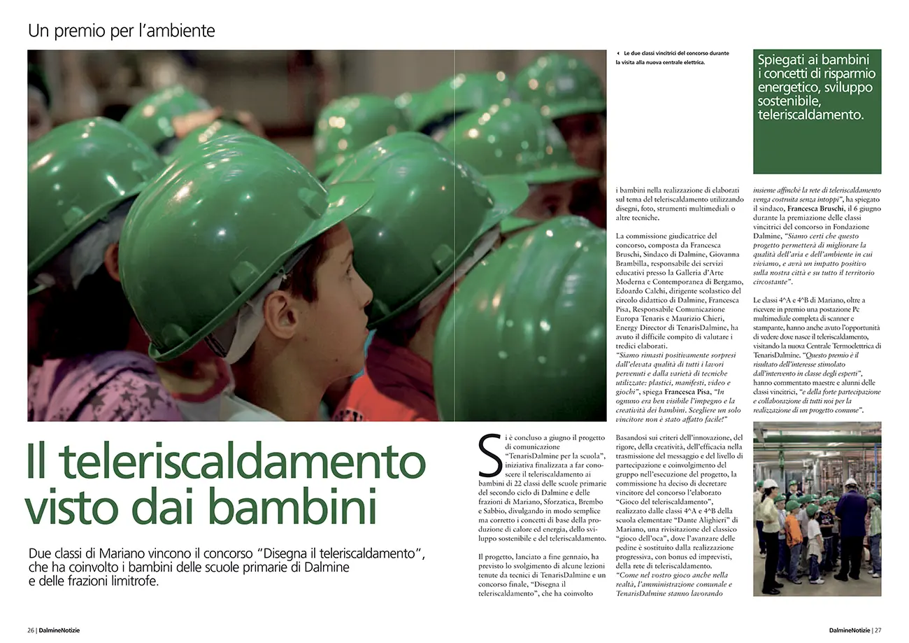 Carrera, impaginazione magazine Dalmine Notizie per TenarisDalmine